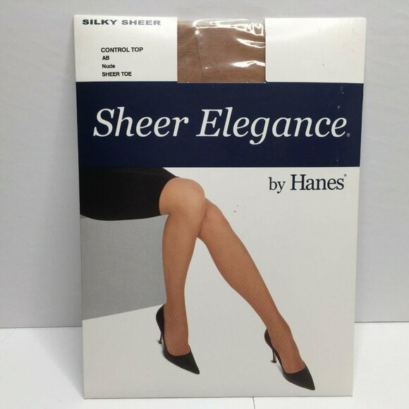 Sheer Elegance Hanes Nude Silky Sheer Toe Control Top Formal Pantyhose Size AB - Picture 1 of 4